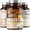 N1N Premium Ceylon Scorțișoară 1200mg [100% Ceylon organic Scorțișoară] Supliment natural pentru a sprijini circulatia sanatoasa, Brain și funcția comună,120 Capace