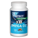 Pet Protejat Cat & Small Dog Omega-3 Supliment, Free Form Blend, Suportă un răspuns inflamator normal, Snip-Tip Capsule (60 Conte)