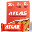 Atlas Proteine Bar, 20g Proteine, 1g zahăr, Ingrediente curate, Gluten gratuit (Varietate de ciocolată, 12 Conte (Pachet de 1))