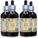 Kava Kava (Piper Methysticum) Tincture, extract lichid din rădăcini uscate (Brand Name: HerbalTerra, Proudly Made in USA) 4x4 fl.oz (4x120 ml)