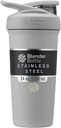 BlenderBottle Sport Izolat din oțel inoxidabil Shaker Sticla cu whisk sârmă, 24-Ounce, Grey 