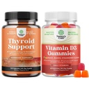 Bundle of Herbal tiroidy Support - Potent Kelp Iod with L Tyrosine, Bladderwrack, Seleniu & Pure Ashwagandha and Vitamina D3 Gummies - Delicious D Adulți cu 2000UI per Servire pentru mușchiul osos