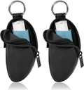 Deţinătorul inhalatorului pentru astm bronşic Protejaţi punga portabilă care conţine PU din piele Inhalator de călătorie Mini Bag pentru inhalatorul cu formă L, inhalator neincludet (Black, 2PCS)