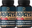 10in1 Pure Papaya Enzime pentru digestia 6550mg 4 luni Suport Digestia, Imun & Body Health - Amestecat cu rodii extrase, Apple Pectin, ghimbir, Turmeric, Peppermint - 2 Packs 60 Counts