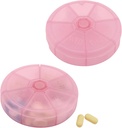 Portable Weekly Pill Organizator 7 zile Pastile Container, Round Pill Case călătorie prietenos, Zilnic Săptămâna Pilula Case de reamintire, BPA-Free Vitamina, Supliment, Ulei de pește, Planificator de medicamente (Pink)