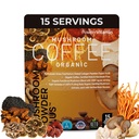 PowderVitamin Organic Mushroom Coffee Certified Mold & Mycotoxine Free GrassFed Colagen Tipuri I & III 8 Ciuperci fructuoase testate pentru BetaGlucans Focus Energy Digestion & Imunity 15 Serviri