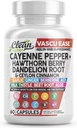 Clean Nutra Cayenne Pepper Capsule Supliment cu Hawthorn Berry, Dandelion Root, Ceylon Scorțișoară, Usturoi, Ghimbir, Berberine, Oțet de cidru de mere, Muls de lapte, Root de sfeclă, Aloe Vera Pills & More