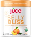 Júce Belly Bliss, Peachy Greens, 30 de porţii, Probiotice + Verzi, Suport Blooting cu enzime digestive cu bază de plante, Pudră supliment alimentar - de Terra Kai Organice