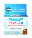Feverall sugar Acetaminophen Samplers 6 Rectal Sampitors 80mg Fiecare Reliever durere / Reductor Fever. Paraben gratuit, fără culori artificiale sau alte conservanți. Vârsta 6-36 luni