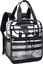 Rucsac transparent PVC transparent, buzunar multiplu mare pentru lucru și călătorie (negru)