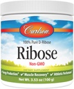 Carlson - Ribose, 100% Pure D-Ribose, Non-GMO, Energetic Production, Muscles Recovery & Athletic Performance, 3.53 oz (100 g)