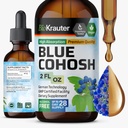 BIO KRAUTER® Menopause Suplimente pentru Femei* - Blue Cohosh Tincture 2 Fl.Oz 28 Days of Supply - Vegan Blue Cohosh Extract for Menopause Support - Alcool & Sugar Free - Relaxation & Women Wellness