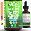 Clean Nutra Mullein picături pentru plămâni Clorofilă organică lichid Irish Sea Moss, Spirulina, Licorice, Tart Cherry Lobelia, Motherwort & Elderberry Mullein Extract de frunze Tinctura barbati Femei Supliment