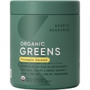 Sports Research® Organic Greens Superfood Powder w/Spirulina, Chlorella, Adaptogens, Enzymes, Probiotics & 8 VIT Bs for Gut & Mood Support* - Vegan, Sugar-Free & Low-Cal Ananas Coconut 30 Servings