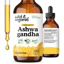 Drops salbatice si organice Ashwagandha - supliment de sustinere a dispozitiei w/Ashwagandha extract de root - Picături lichide pentru mintea calma - Suplimente de relaxare - Zahăr și alcool-Free - 4 fl oz