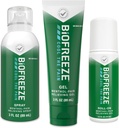 Biofreeze Durere de relief Roll-On 2.5 FL OZ, Gel 3 FL OZ, și Spray 3 FL Variety Pack Durere Topical Reliever pentru mușchi și articulații de la artrită, dureri de spate, dungi, vânătăi, entorse (Package May Vary)