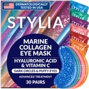 Stylia Colagen & Vitamina C sub ochi patch-uri pentru ochi pufos și cercuri întunecate - Depuffing, Hidratare și Firming Sub ochi masca cu acid hialuronic - Vegan, Cruzimea-Lipsa de piele (30 perechi)