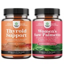 Bundle of Herbal Adrenal and Tiroidal Supplement Enhancer Energy Supplement for Tiroidal Health and Extra Force Saw Palmetto for Women for Stronger Thisner Healthier Looking Hair