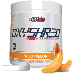 EHP Labs OxyShred Pre Pudră de antrenament și supliment de sfărâmare - Preworkout pulbere cu L Glutamina și Acetil L Carnitina, Energie Boost Drink - Wild Melon, 60 Serviri