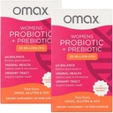 2 ambalaj Prebiotice Omax & Probiotice Complex pentru femei, pH-ul echilibru, Vaginal Sănătate, Tract urinar, Drojdie, UTI/BV Prevenire, pH-ul de umezire 20 Miliarde pana Vegan, Organic, Gluten gratuit, 60 Vege-Capsule