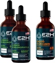 E2H: Clorofile picături lichide (2 ambalaj - 4 Fl Oz) și curcumin turmeric lichid (Single Bottle - 2 Fl Oz)