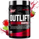 OUTLIFT Amped Max în doză mare Stim Pre Workout pulbere, 6G Citrulină, 3.2G Beta Alanine, Alpha GPC, CognatiQ, Energie Extremă, Pompe masive, Putere, Electroliți, Nootrops, Punch de fructe, 22 Servings
