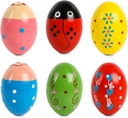 SallyFashion 6 PCS Shaker ouă din lemn pentru copii mici, Ou Maracas Percussion Shakers Instrumente muzicale pentru petreceri Favoruri Goodie Bag Stuffers Premii clasă