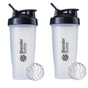 BlenderBottle Sticla de Shaker Classic Perfect pentru Shake-uri de proteine și antrenament pre, 28oz,Clear/Black (Pachet de 2)