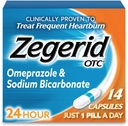 Zegerid OTC 24-our Arsuri la stomac Relief, Singurul inhibitor al pompei de Proton cu Omeprazol 20mg + Bicarbonat de sodiu, tratează frecvent arsuri la stomac, capsule 14ct