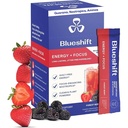 Blueshift Energy + Focus - mai puțin dulce Super Clean Plant-Based Energy Drink pentru adulți, cu Guarana, Ceai Verde, Rhodiola, Cafeina, B Vitamine pentru Clarity & Focus, Fără zahăr - Pudra Sticks (10 Pack)