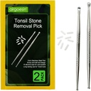 Airgoesin 2pcs Tonsil Stone Demontare Pick Tonsilolith Premium Tool Steel inoxidabil Curățator oral cu 10 Capace de silicon moale