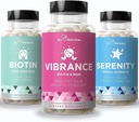 Eu Natural Beauty Bundle - Vibrance Bundle cu Biotin & Serenity pentru o crestere mai sanatoasa a parului, unghii mai puternice, stralucitoare piele