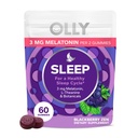 OLLY Sleep Gummy, 3 mg Melatonin, L-Theanină, Mușețel, și Lemon Balm Extras, Blackberry Flavor, 30 de zile de aprovizionare - 60 Conte