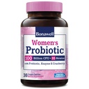 Probiotice Bonawell pentru femei 100B, cu prebiotice, enzime digestive & Cranberry organic pentru femei Vaginale de sănătate, Digestion & Imunitate, Perioada de valabilitate-Stabil, Întârziere-Release, 30 Veggie Caps