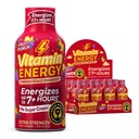 Vitamina Energie Immune+ Extra Putere Energie Shot Fructe Punch 12 Pack, 260mg Natural Cafeina, B-Vitamins, Ceai verde, Imunitate & Focus de sprijin, Zero Zahăr, Gluten-Free 1.93 fl oz