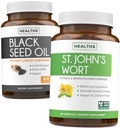 Ulei de semințe negru & St. John's Wort (1-Lonth Supply) Serene Blend Bundle of Black Seed Oil (60 capsule) Cold-Pressed Nigella Sativa & St. John's Wort (60 capsule) with Powerful 900mcg Hypericin