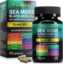 Sea Moss Black Seed Oil, Sea Moss Black Seed Oil Ashwagandha Ginger Capsule cu vitamine Bladderwrack, Brodock Root și mai mult, 60 capsule