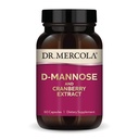 Dr. Mercola D-Mannose și extract de merișoare, 30 Serviri (60 capsule), Supliment alimentar, Sprijină Sănătatea Tractului urinar, Non-GMO