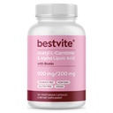 BESTVITE Acetil L-Carnitină 500mg & Acid lipoic 200mg per capsulă cu Biotină (120 capsule vegetariene) - Fără Stearet - Vegan - Non OMG - Gluten Free