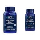 Extensie de viaţă Curcumin Elite Extract Turmeric & N-Acetyl-L-Cysteine (NAC), Immune, Respirator, Sănătatea ficatului, NAC 600 mg, Suport antioxidant potent, Radicale libere, Uşor de absorbit, 60 Capsule