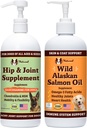 Natural Dog Company 32 oz. Bundle cu ulei de somon sălbatic Alaskan și glucosamină lichidă pentru câini, supliment de ulei de pește, suport comun și Hip