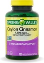 Spring Valley Ceylon capsule cu scorţişoară 1200 mg capsule, suport Metabolizare * 120 Număr de pastile fără GMO & Gluten (Pachet de 1)