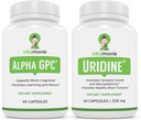 VitaMonk Alpha GPC și Uridină Stack - Mr Happy Stack - Uridină Monofosfat fără Fillere Artificiale - Suplimente de colină biodisponibile promovează cunoașterea, concentrarea, Claritatea mintală