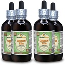 Ceai verde (Camellia Sinensis) Glicerite, Frunze organice uscate Extract lichid fără alcool (Brand Name: HerbalTerra, Proudly Made in USA) 4x4 fl.oz (4x120 ml)
