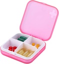 Portable Pill Organizator - Slim Pill Box pentru Pursa sau Travel, Compact Pill Case(4 Compartiment,Pink)