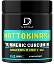 4-in-1 Nattokinaza 2000 Fu, Turmeric, Bromelain, Serrapeptase - Spike Proteine Detoxifiere - Balanţa corporală, Circulaţia Sănătate şi Sistem Imun - 120 Capsule 4-Month Supply