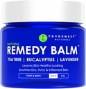 Truremedy Naturals Remedy Balm cu ulei de copac ceai, 2 oz - Soothing Moisturizer pentru zonele dure - Nourishing Foot and Body Balm with Tea Tree, Lavender, and Eucaliptus