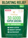 VitaCup So Good Super Greens Powder w/ 50+ Superfoods Premium, Boost Energy, Detox, Imunity w/Probiotics, Prebiotics, Fiber, Antioxidanti, Adaptogens, Spirulina, Berry Lemon,30 Servings