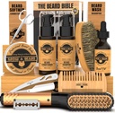 Kit de indreptare barbă pentru bărbați, Kit de creștere barbă, spălare, perie & Comb, ulei de creștere nesolicitat, toate Chanel natural Balsam, balsam, balsam, Razor & foarfece, Idee de mare cadou pentru bărbați (Bamboo)
