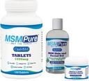 KALA HANITY MSMPure Starter Bundle with MSM Tablets 120 Count, MSM Muscle & Joint Cream 2oz și MSM Gel cu Aloe organic 8oz